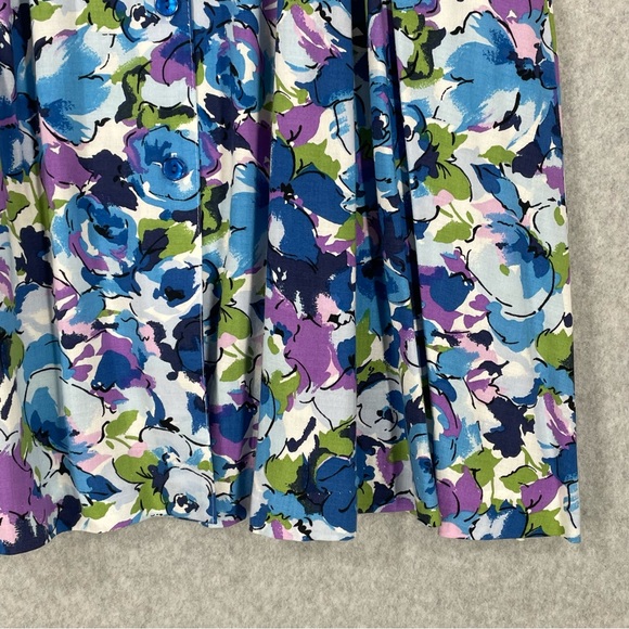 Vintage Floral Print Blue Button Front Midi Skirt - Picture 2 of 13